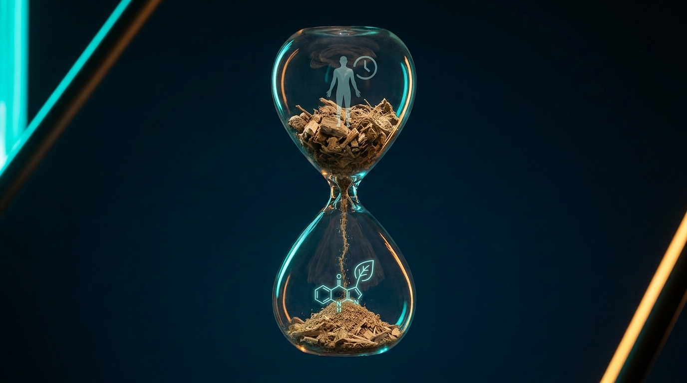 Hourglass concept representing kava metabolism time