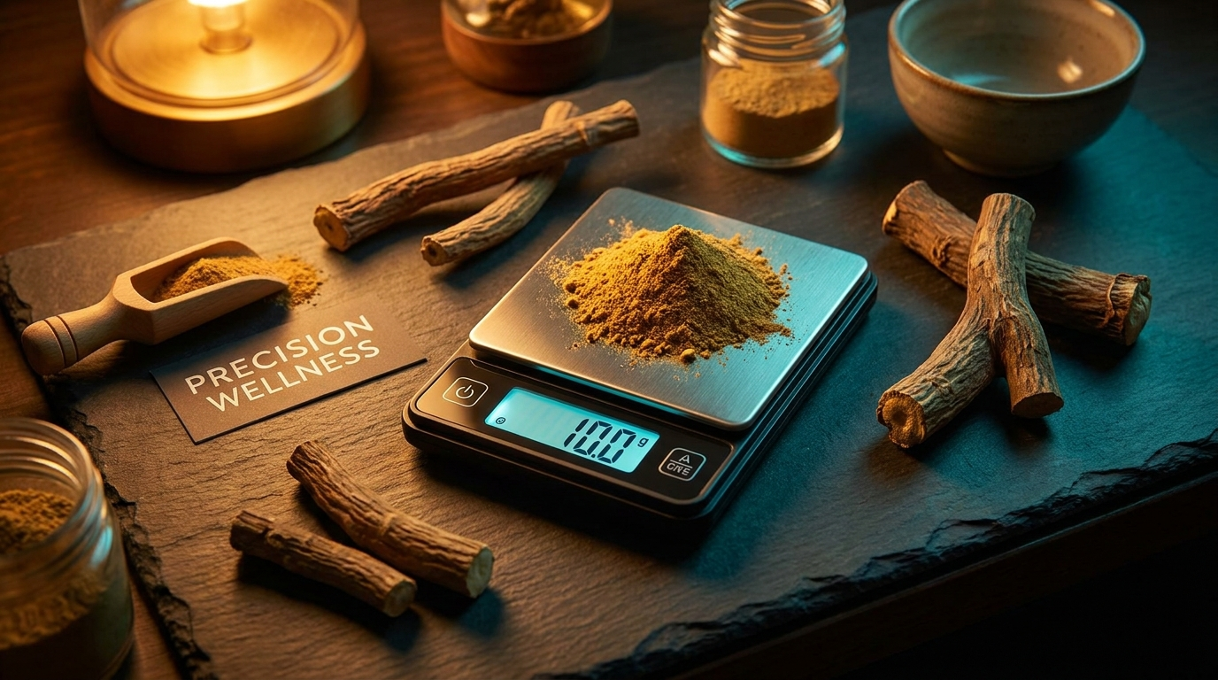 Kava root with precise measurement scale